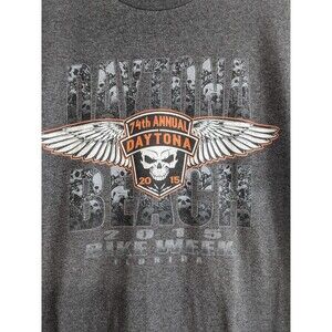 Daytona Beach Bike Week 74th Annual 2015- T-shirt. Dark Gray. Size XL. Biker